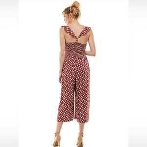 As U Wish Ruffled Strap Bra Cup Tie Front Jumpsuit, SZ L, Brick Red, Like New